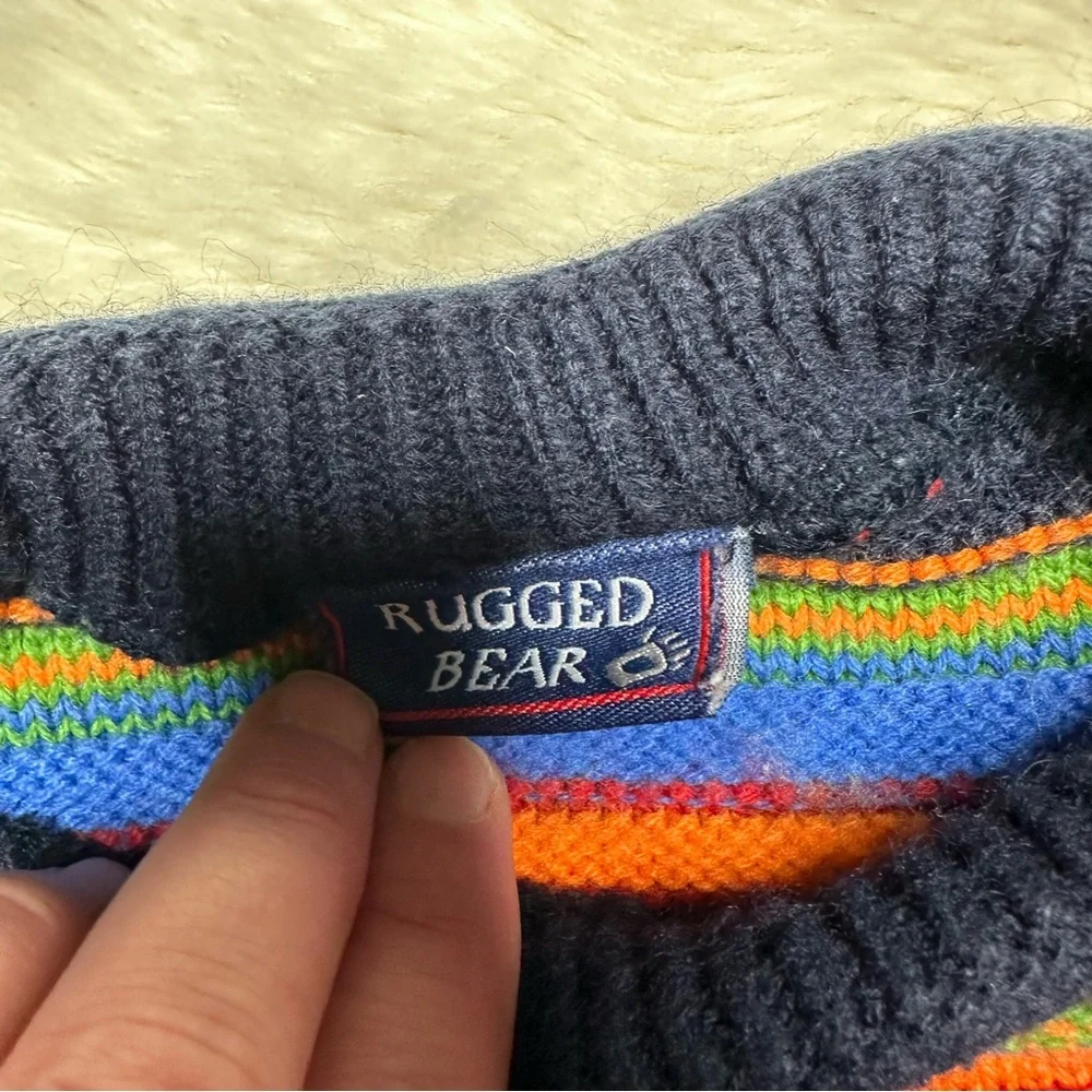 Rugged Bear Vintage Sweater Colourful Stripes Size 4 - Picture 5 of 16